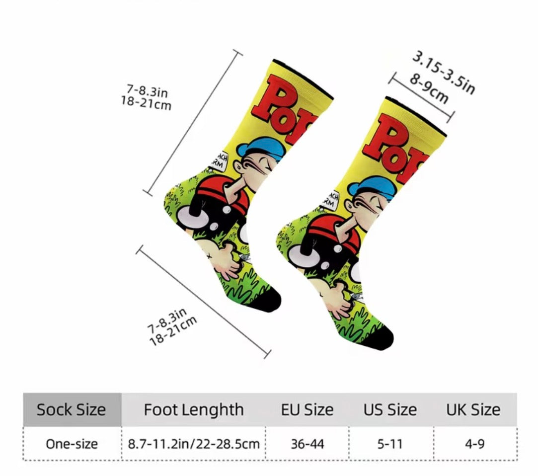 Popeye Comics Socks – Retro Cartoon Style