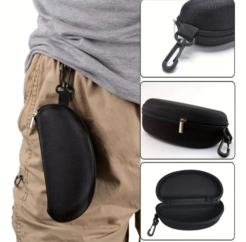 Étui à lunettes rigide noir avec clip