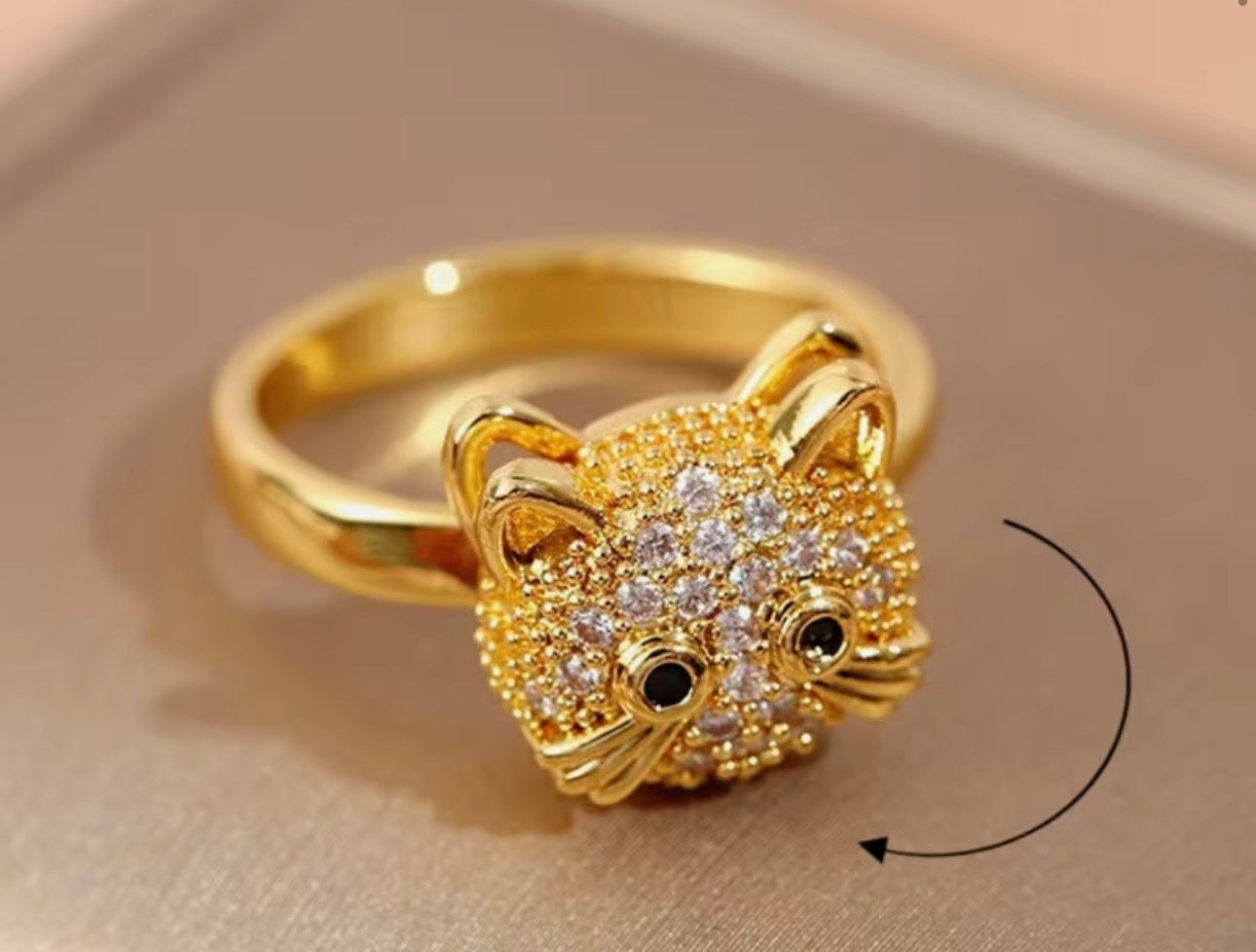 Gold-plated Fidget Cat Ring