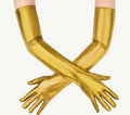 Gants longs en cuir PU doré