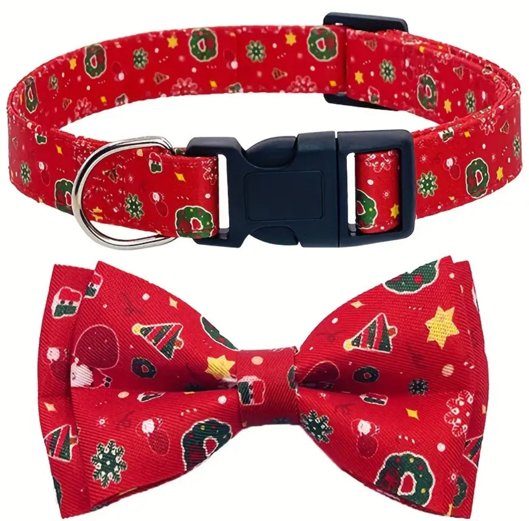 Pet Christmas Bow Collar