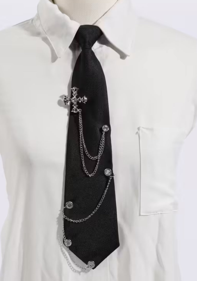 Black tie with Silver Embellishments unisex