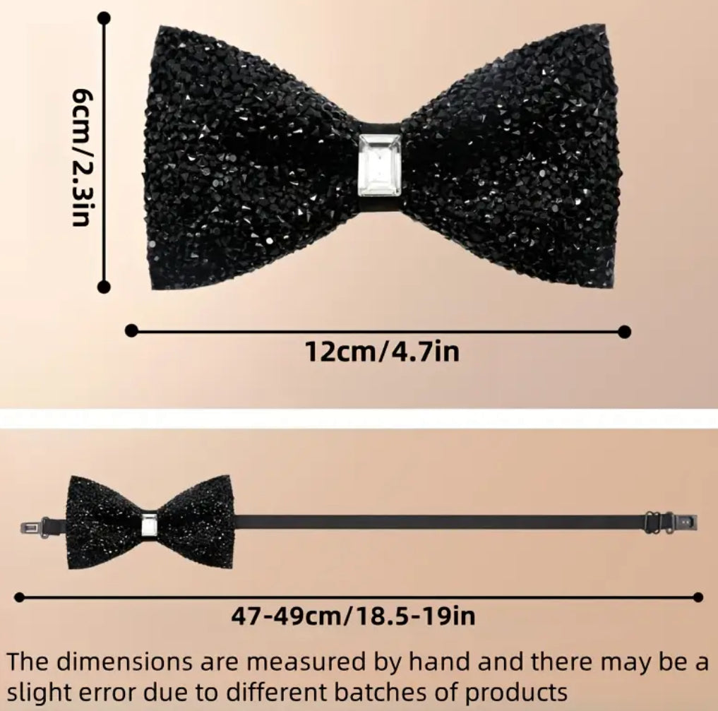 Black Rhinestone Men’s Bow Tie