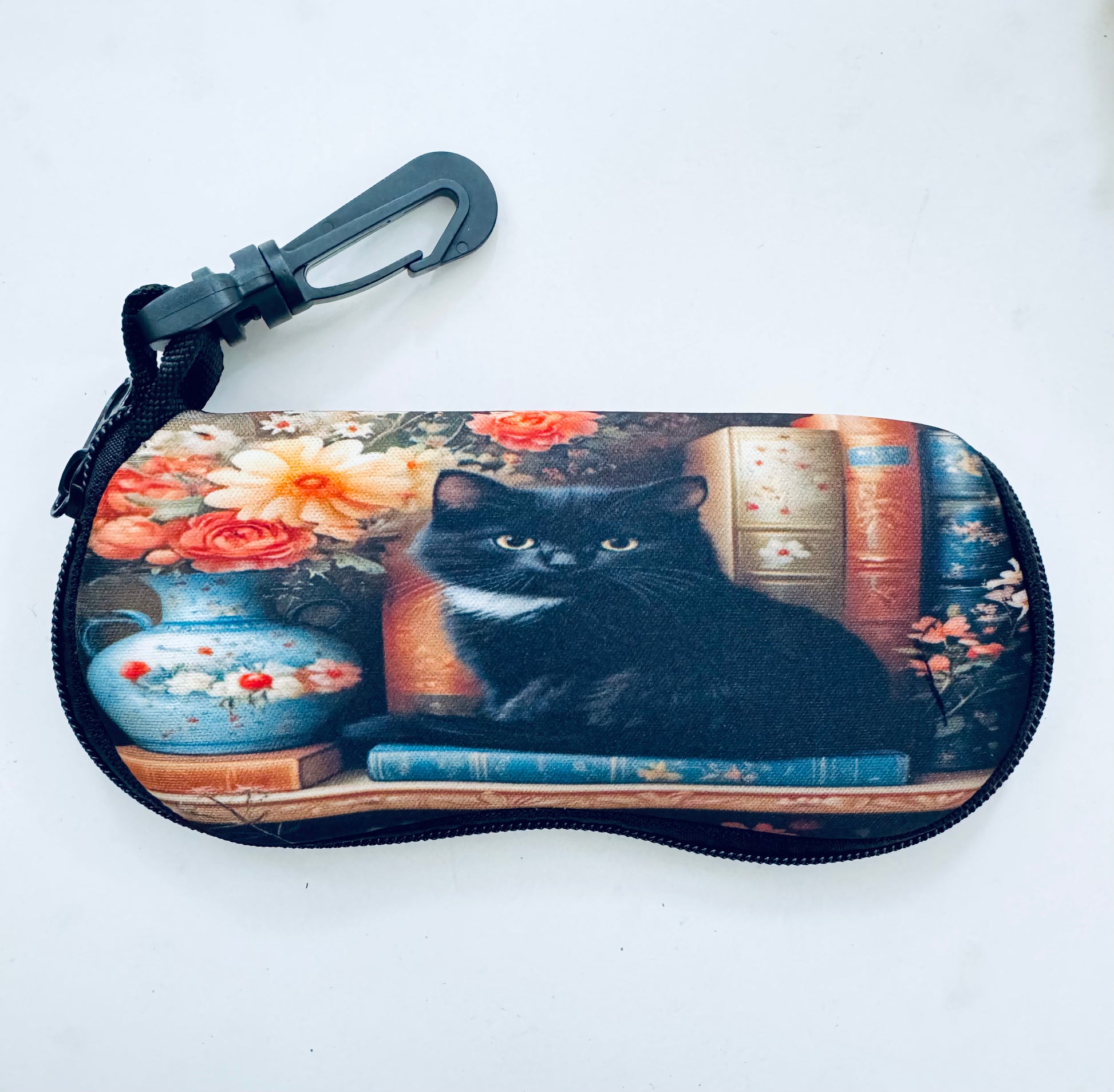 Black Cat in Library Glasses Case