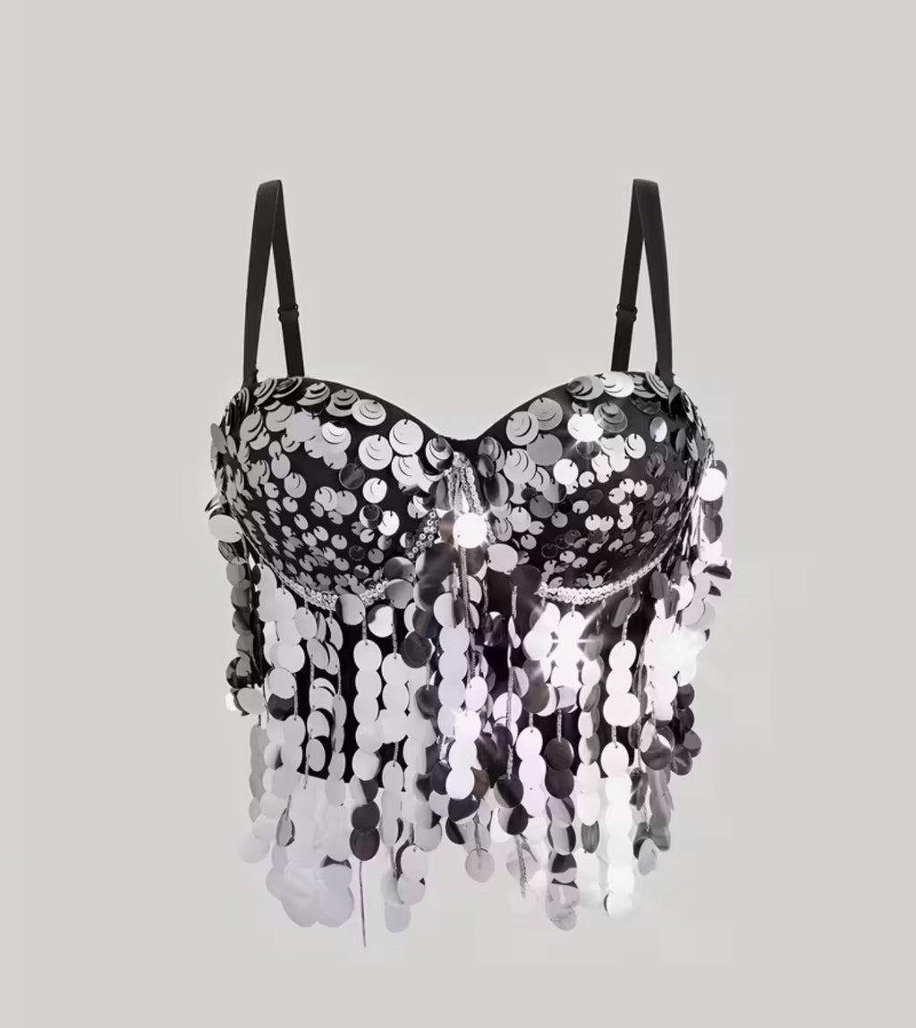 Silver Sequin Disco Corset