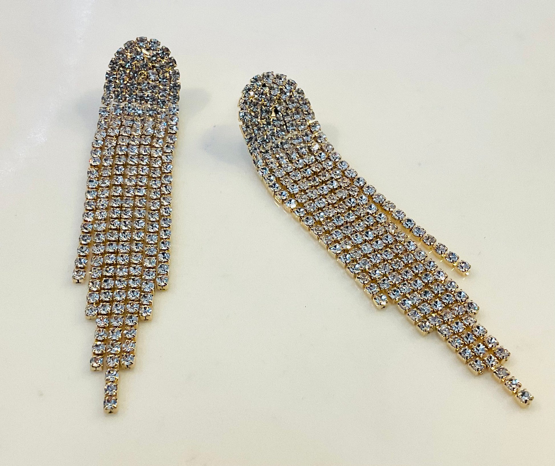 Gold Rhinestone Tassel Earrings