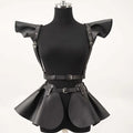 Black PU Leather Buckle Apron