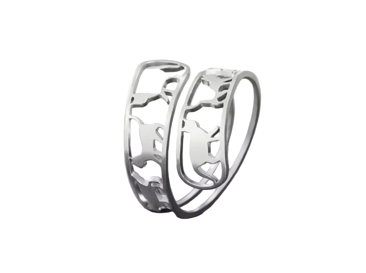 Cat stainless steel adjustable Ring