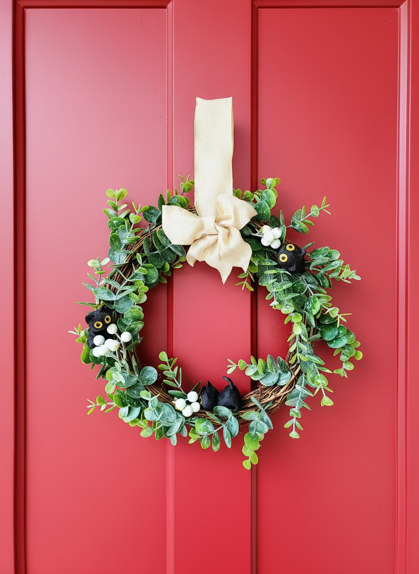 Handmade Black Cat Wreath
