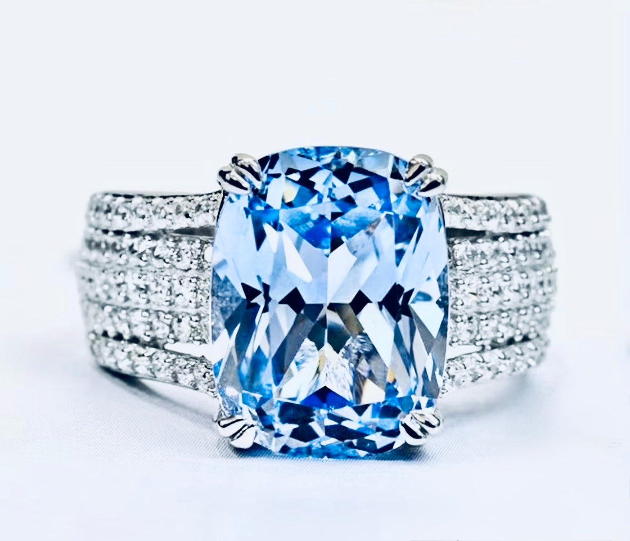 100% Sterling Silver blue Zircon ring