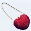 Red Heart-Shaped Diamond Clutch Bag