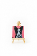 Grinning Collie Mini Canvas on Easel Painting - By KAZZ