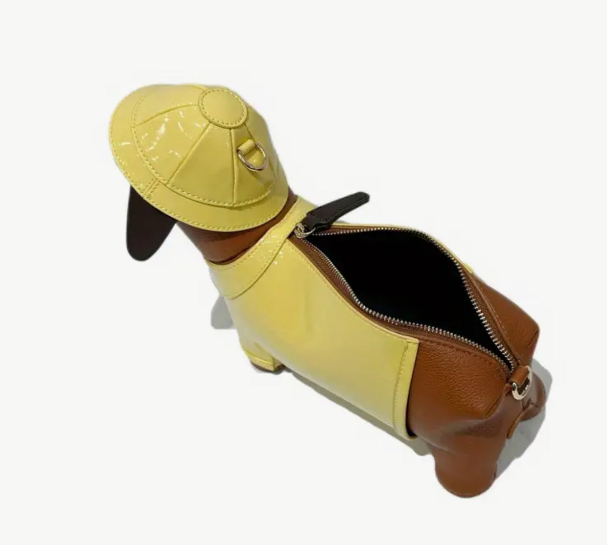 Dachshund Dog in Raincoat Handbag ( with vegan leather strap)