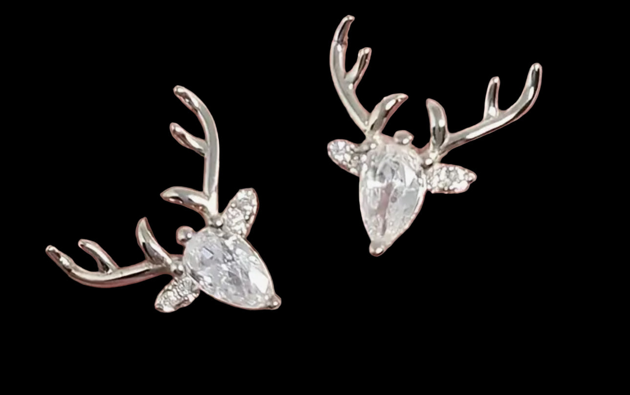Crystal Reindeer Stud Earrings