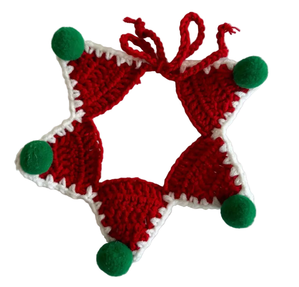 Crochet Christmas collar for dog or cat