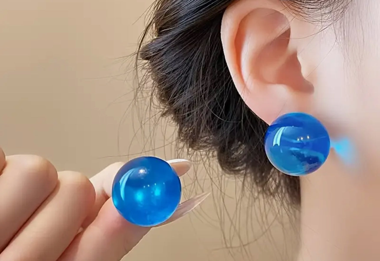 Boucles d'oreilles à bulles bleues