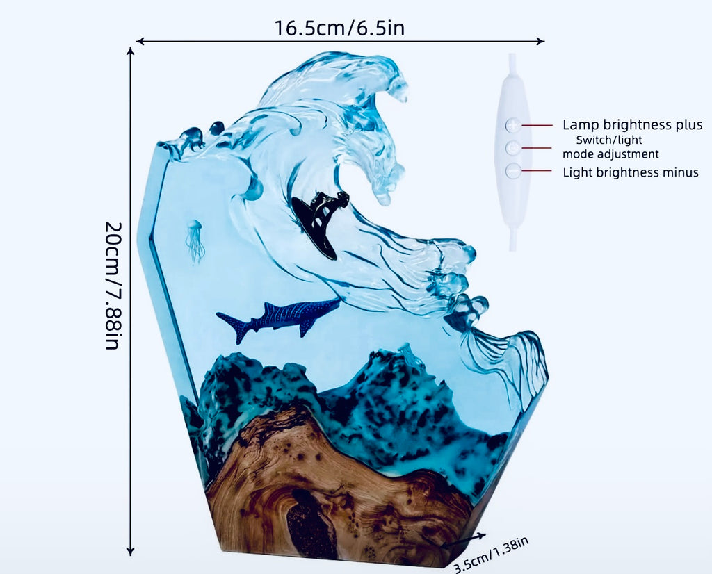 Resin Surfing Ocean Mood Lamp