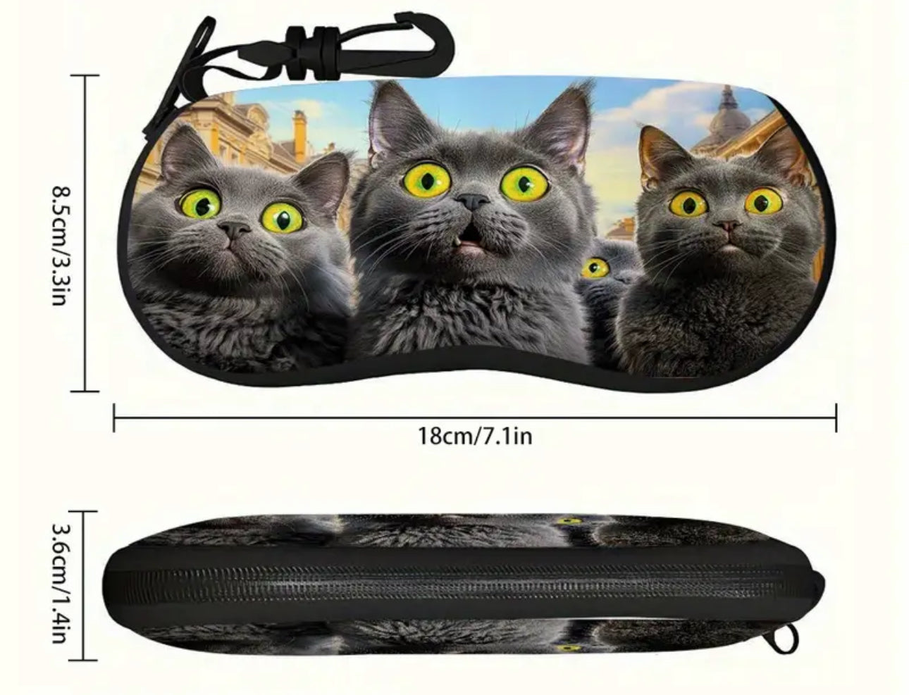 Grey Cats Fabric Glasses Case