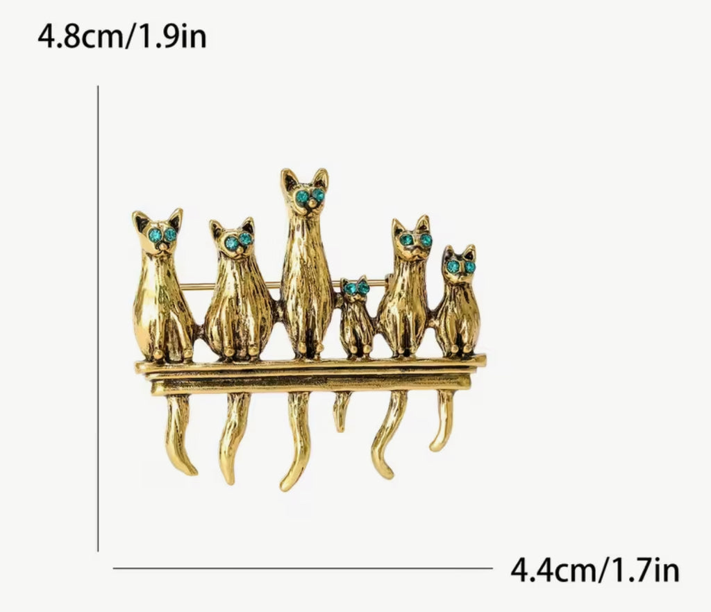 Gold Cats Brooch