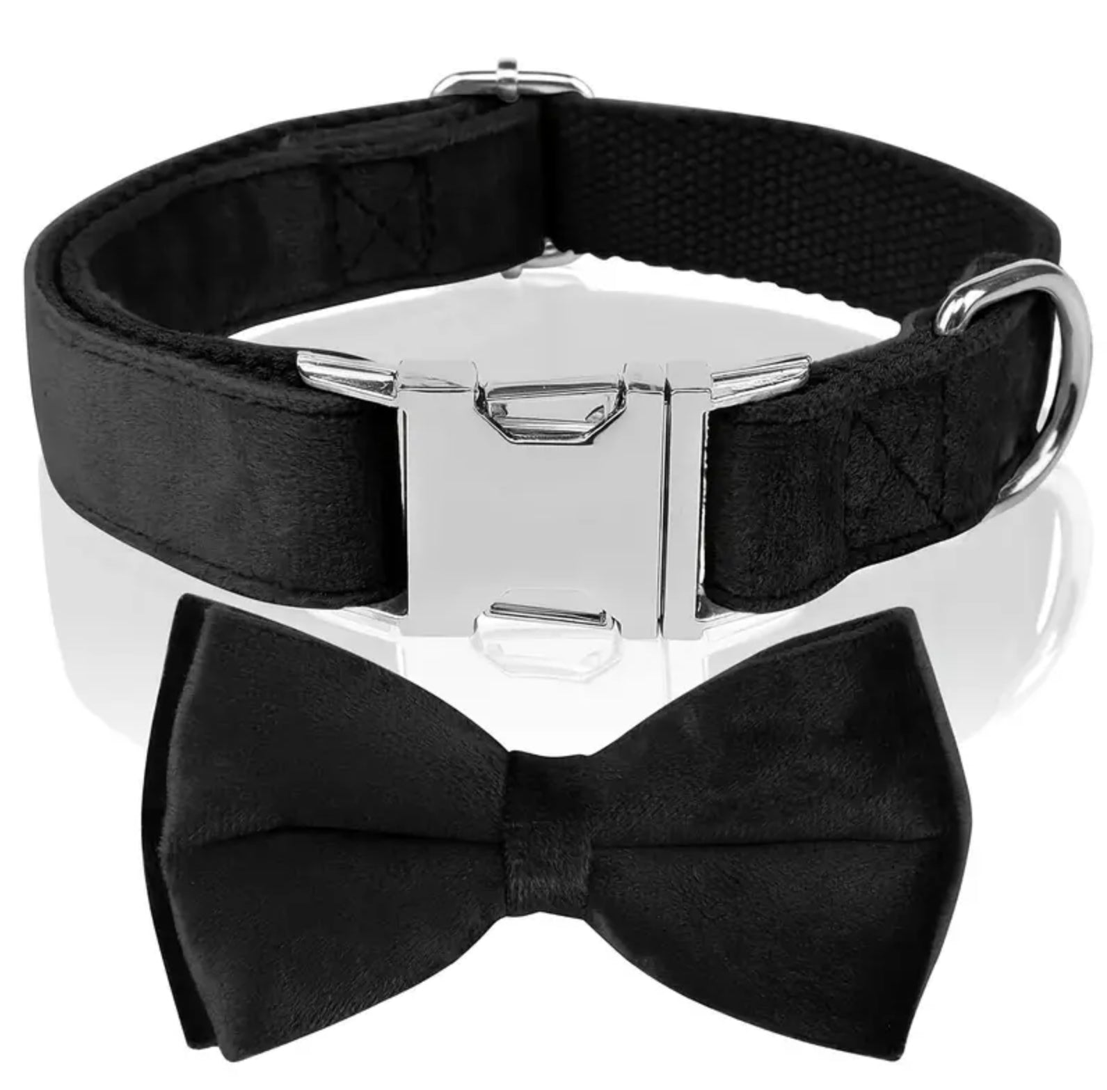 Velvet dog collar with detachable bow