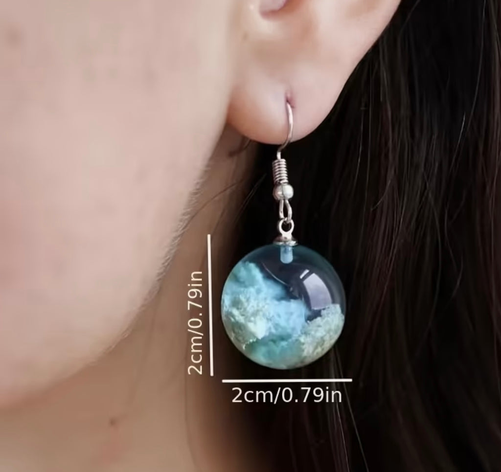Boucles d'oreilles boule de verre ciel nuageux
