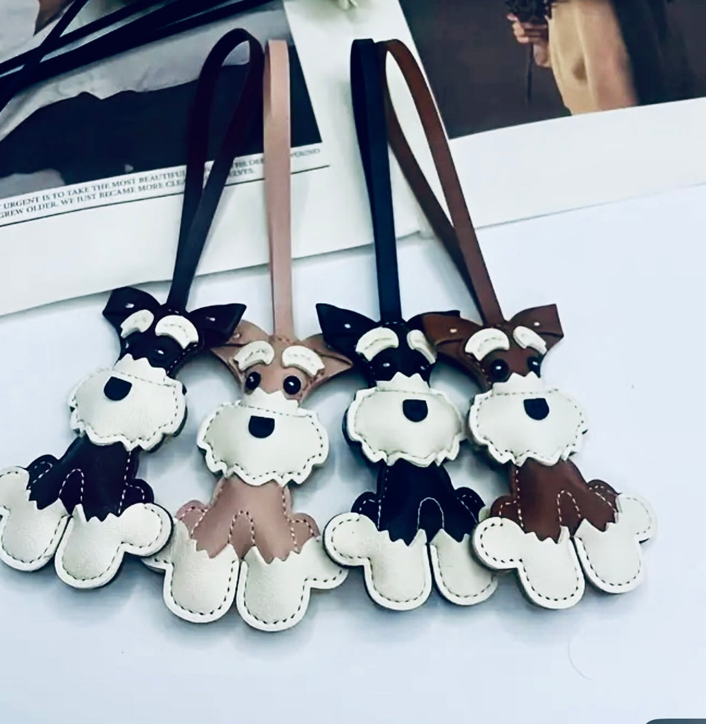 Porte-clés en similicuir Schnauzer