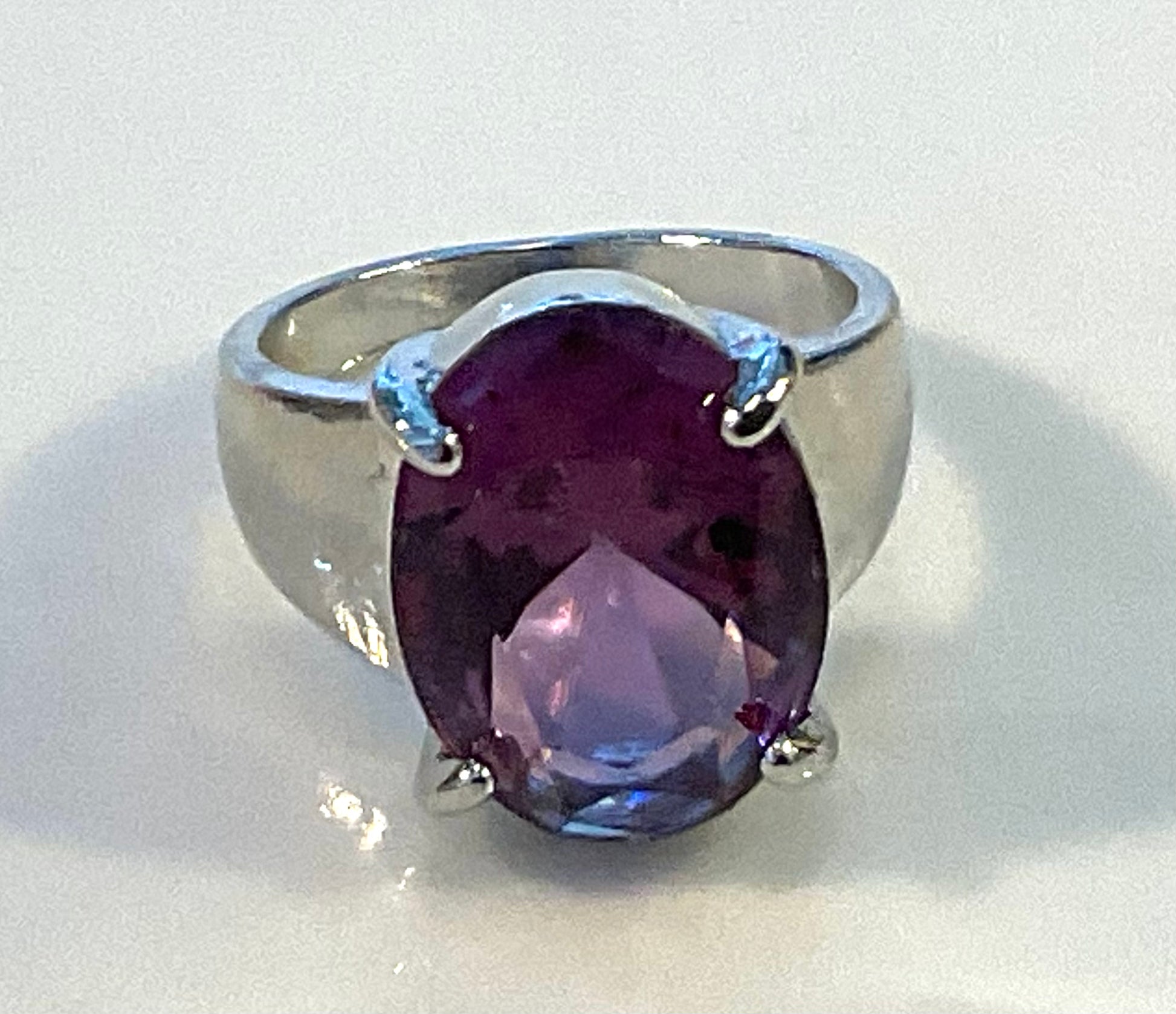 Silver Plated Purple Zircon Ring