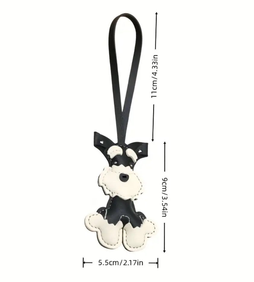 Schnauzer faux leather keychain