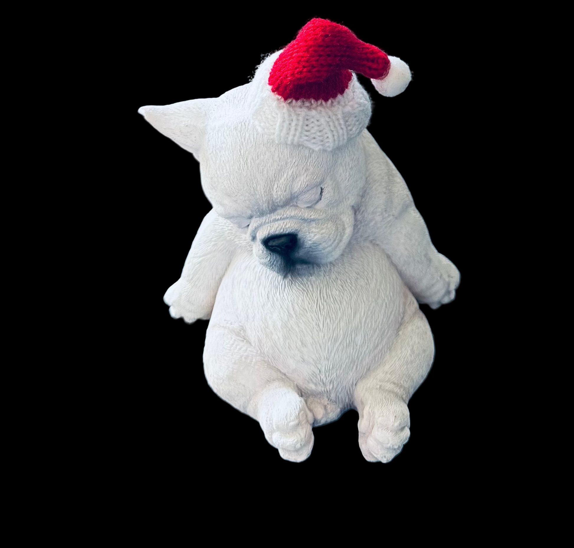 Sleeping French bulldog with Santa Hat