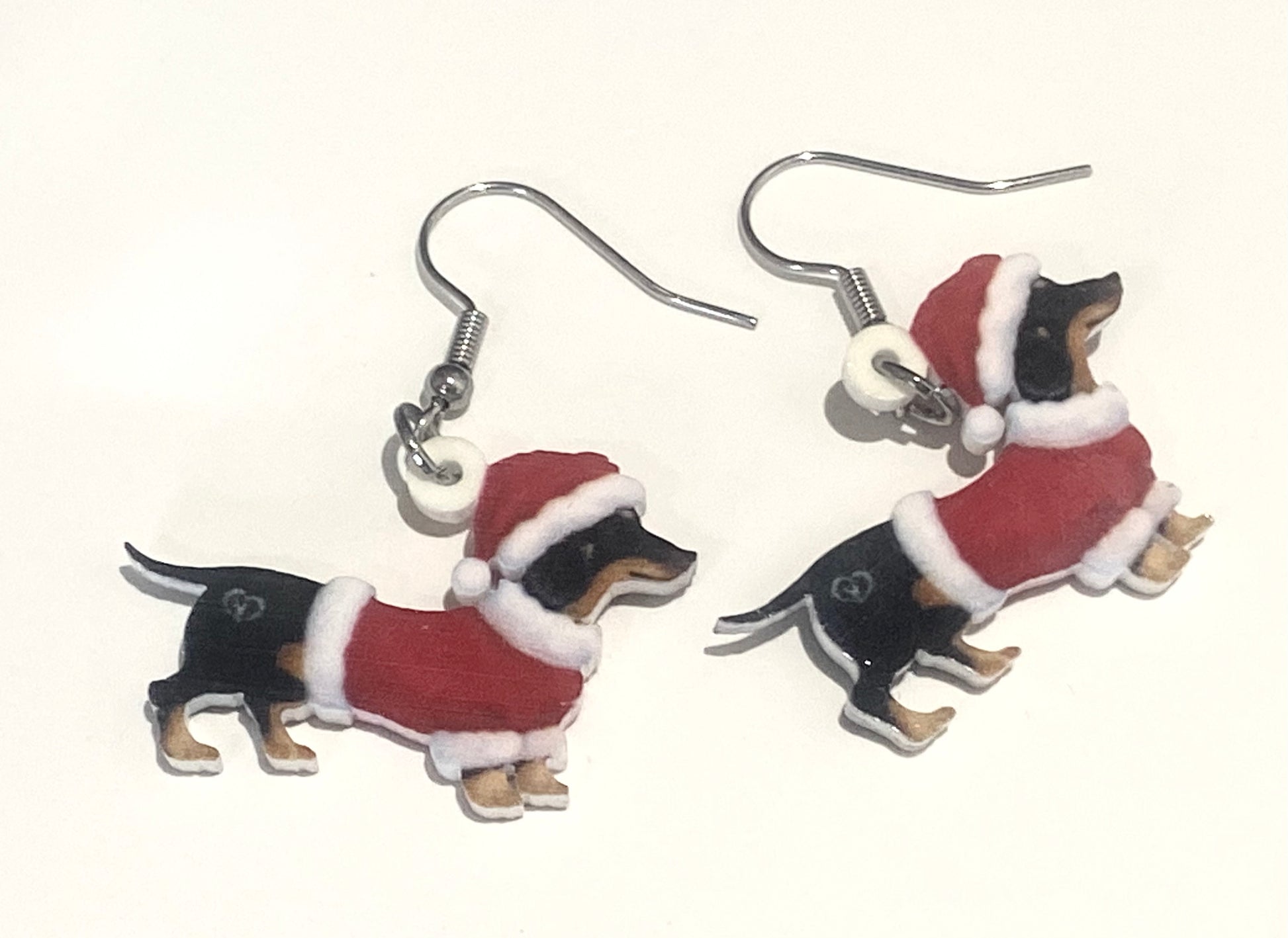 Christmas Earrings - Dog in Christmas outfit