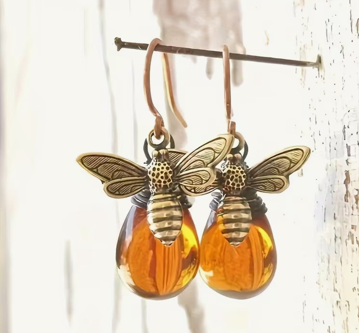 Boucles d'oreilles abeille et miel