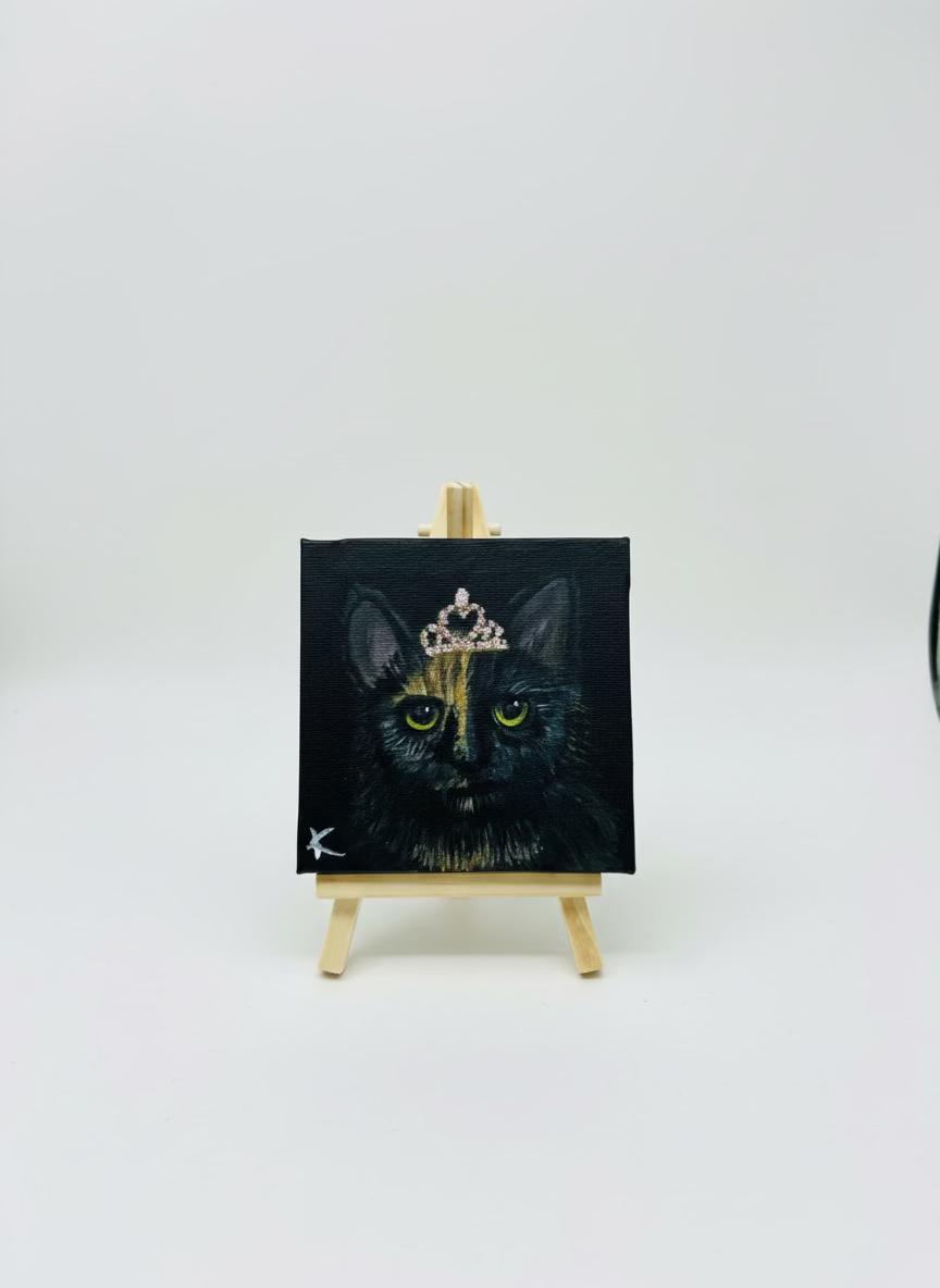 Princess Cat Mini Canvas Painting
