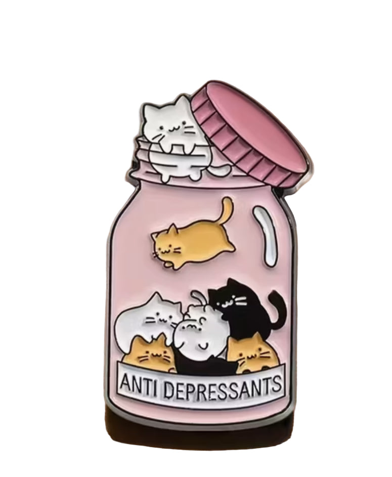 Antidepressants Cats Pin
