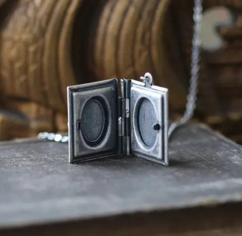 Cat Book Locket (Gold Plated)