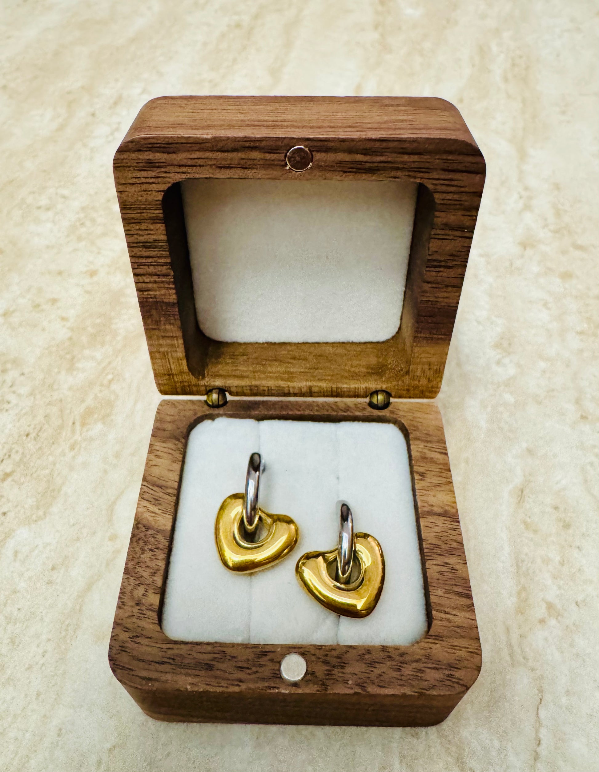 Stainless Steel Heart Earrings in Gift Box