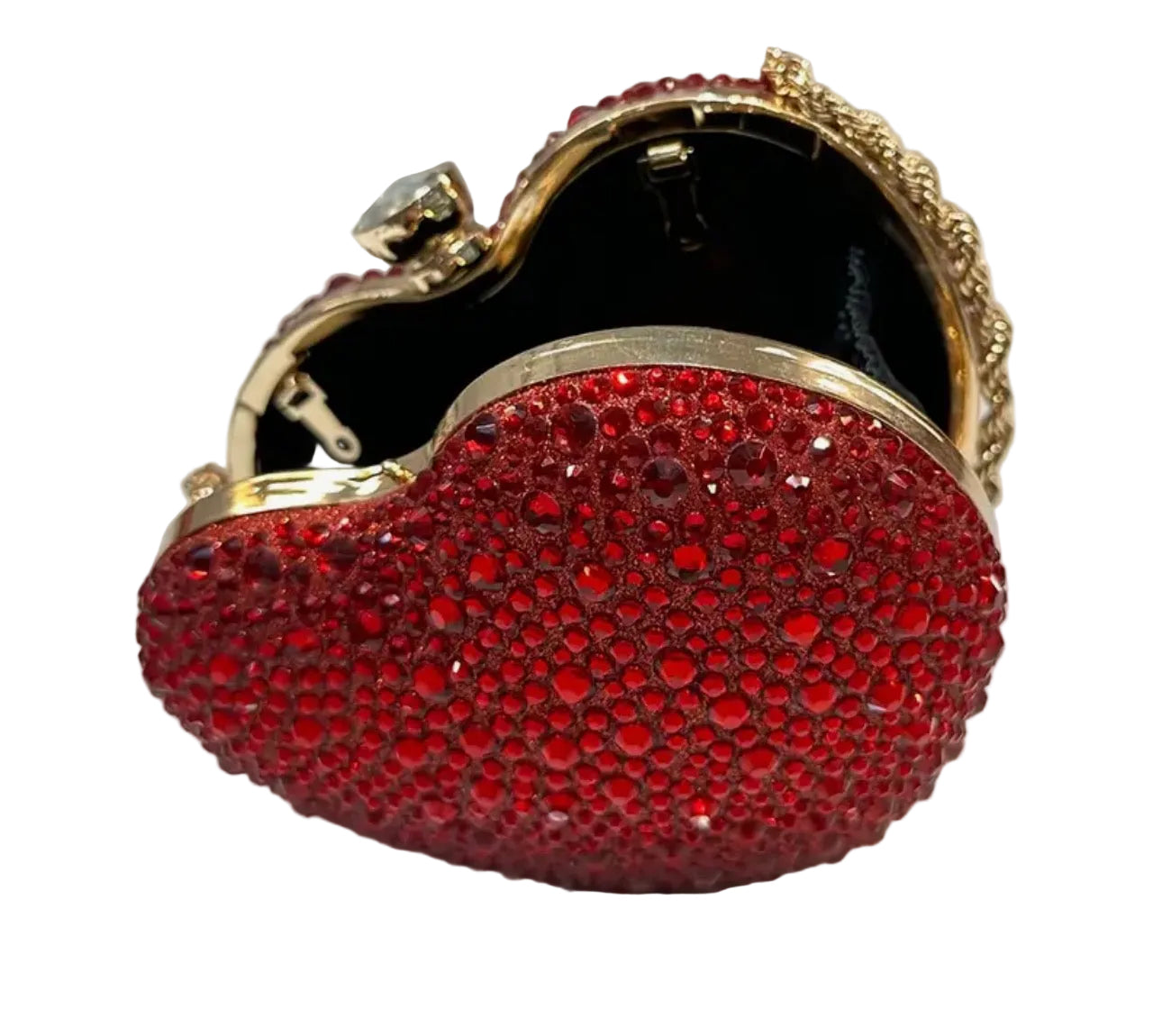 Red Heart-Shaped Diamond Clutch Bag