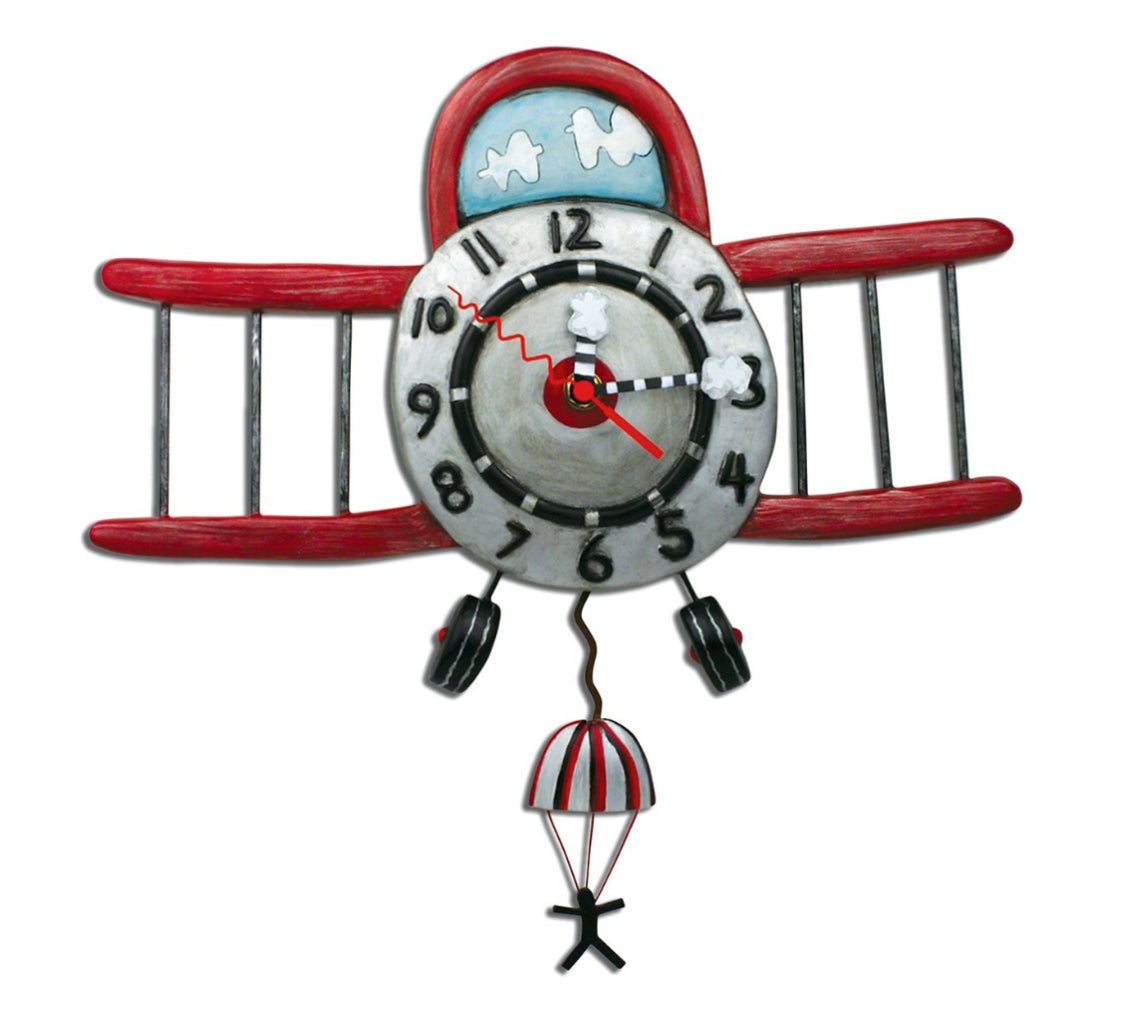 Plane and skydiver pendulum clock