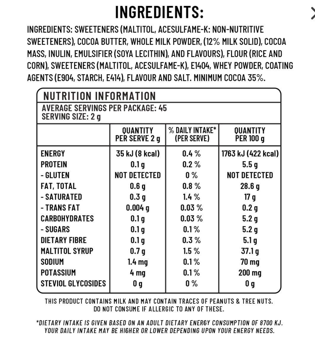 Boules de chocolat croquantes sans sucre 90 g