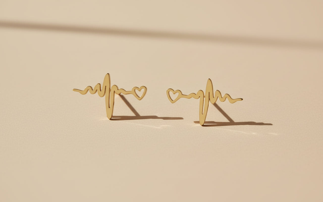 ECG Heart Earrings (Gold-Plated Stainless Steel)