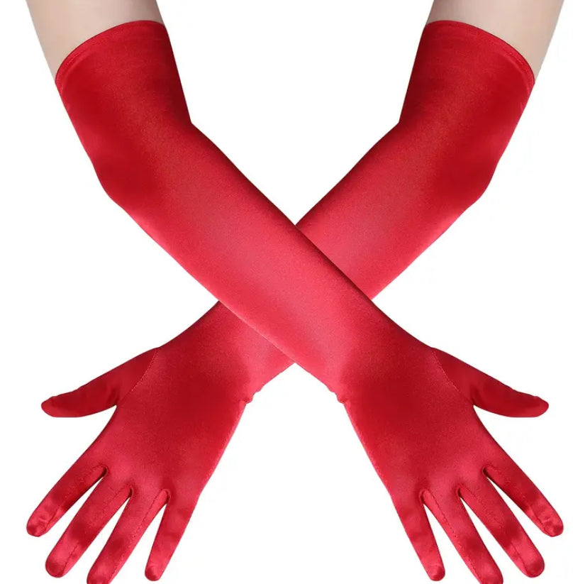 Gants longs rouges