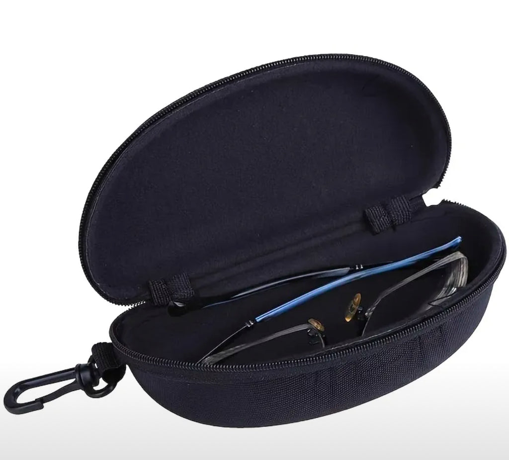 Étui à lunettes rigide noir avec clip