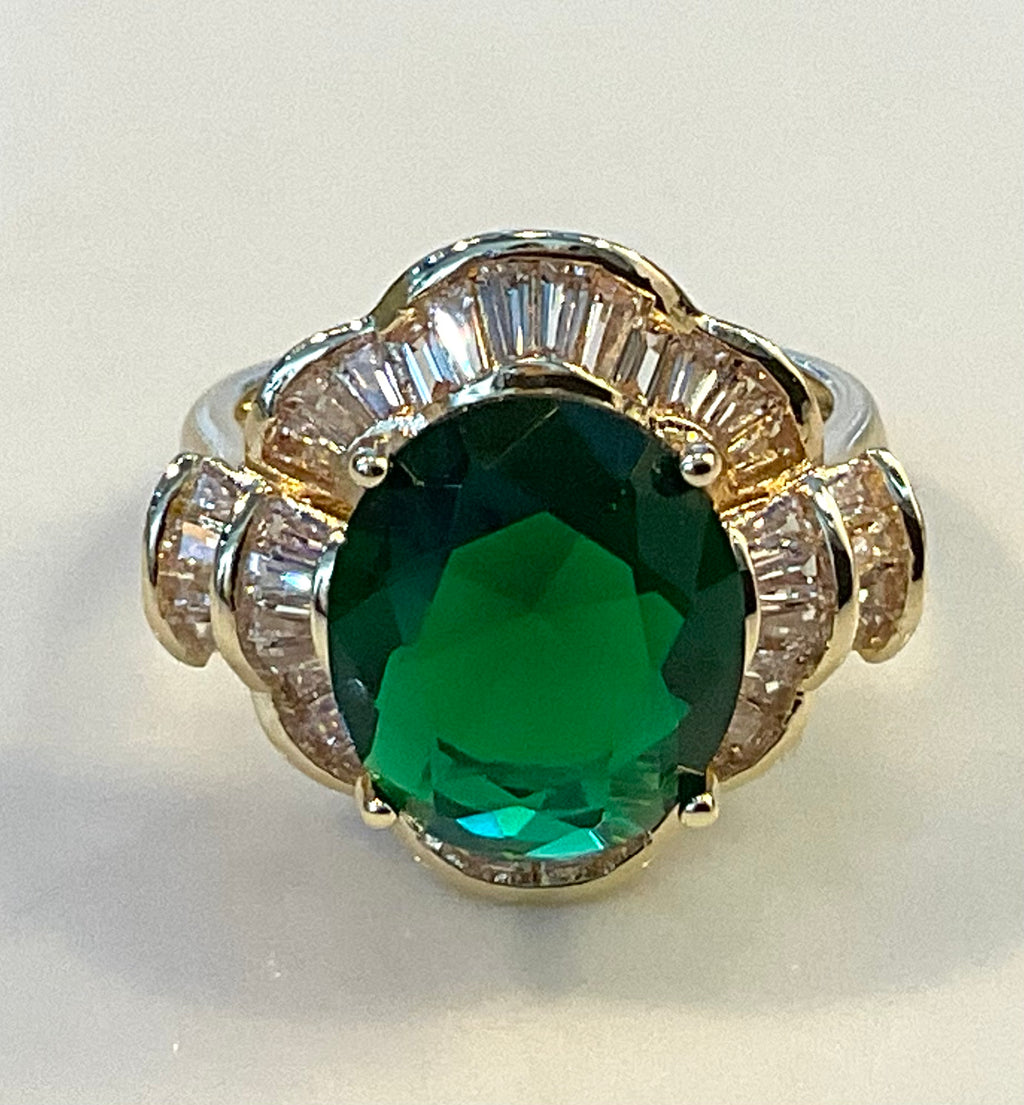 Gold plated Green zirconia ring