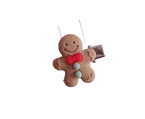 Small gingerbread man hair clip