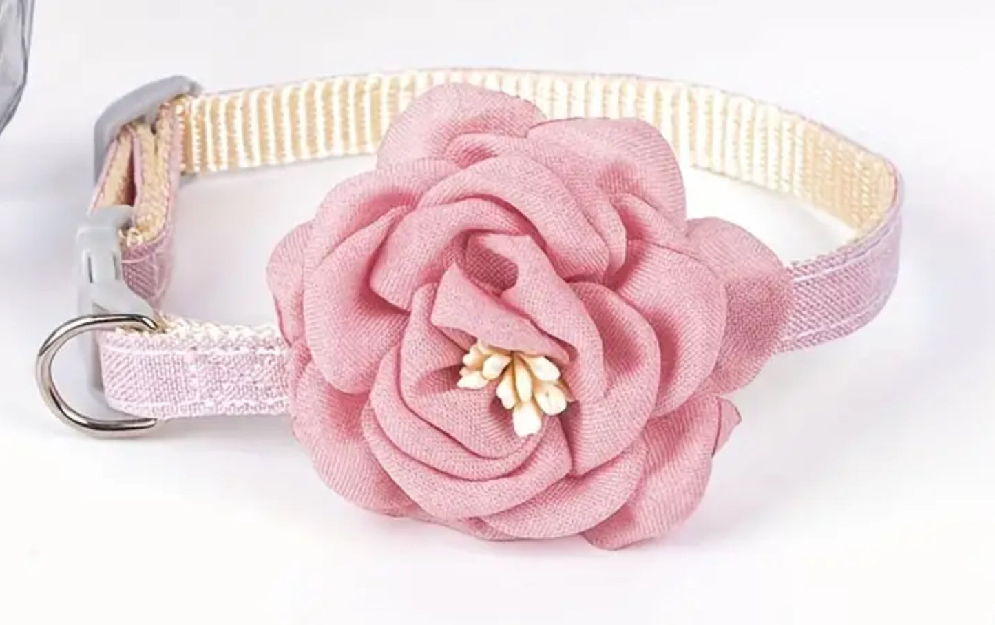 Pink flower pet collar