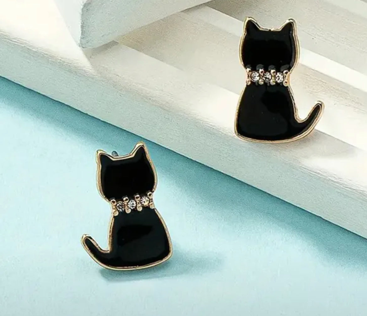 Black Cat stud earrings