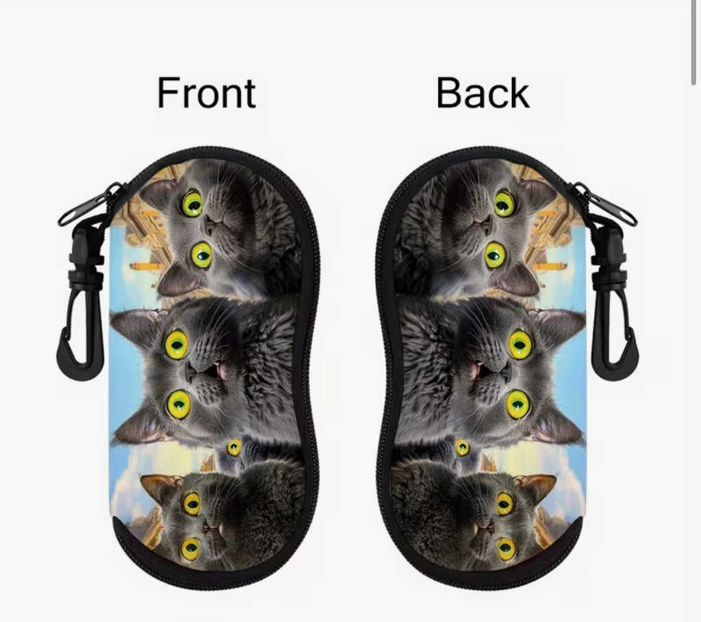 Grey Cats Fabric Glasses Case