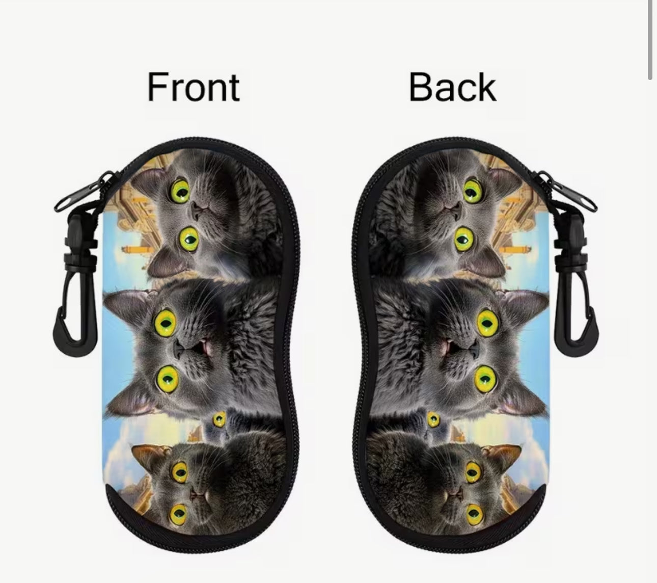 Grey Cats Fabric Glasses Case
