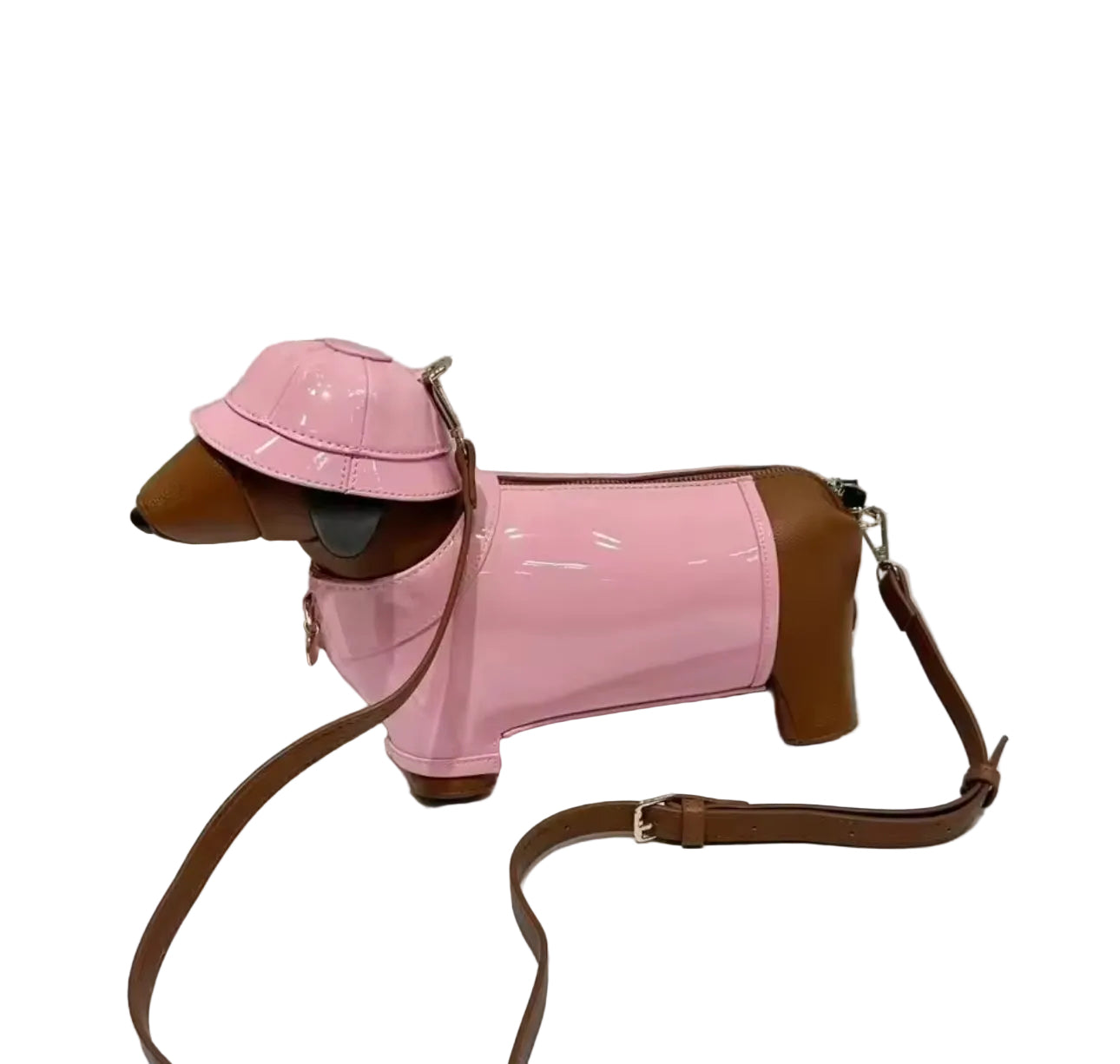 Pink Dachshund Dog in Raincoat Handbag
