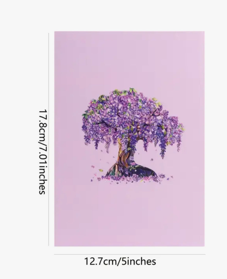 3D Pop-Up Wisteria Tree Greeting Blank Card
