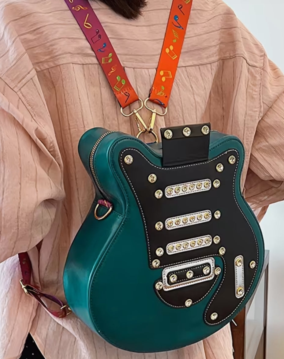 Grand sac à dos vert pour guitare